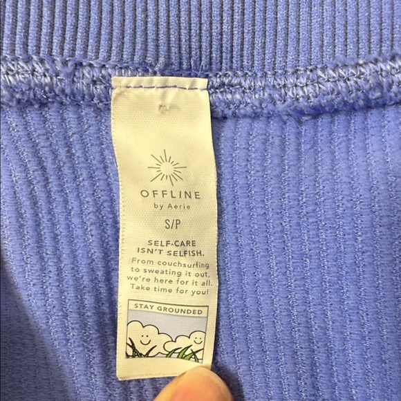 Aerie Blue and White Ribbed Athletic Shorts - Picture 2 of 3